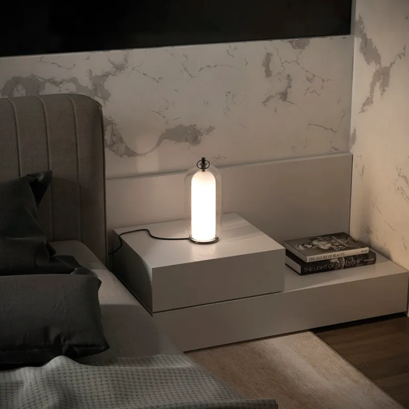 Contemporary Double-Chamber Glass Table Lamp