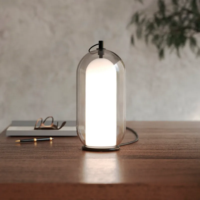 Contemporary Double-Chamber Glass Table Lamp
