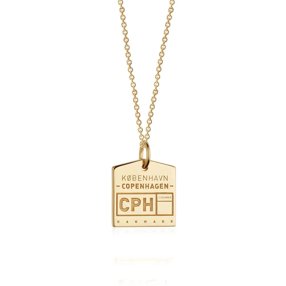 Copenhagen Denmark CPH Luggage Tag Charm Gold