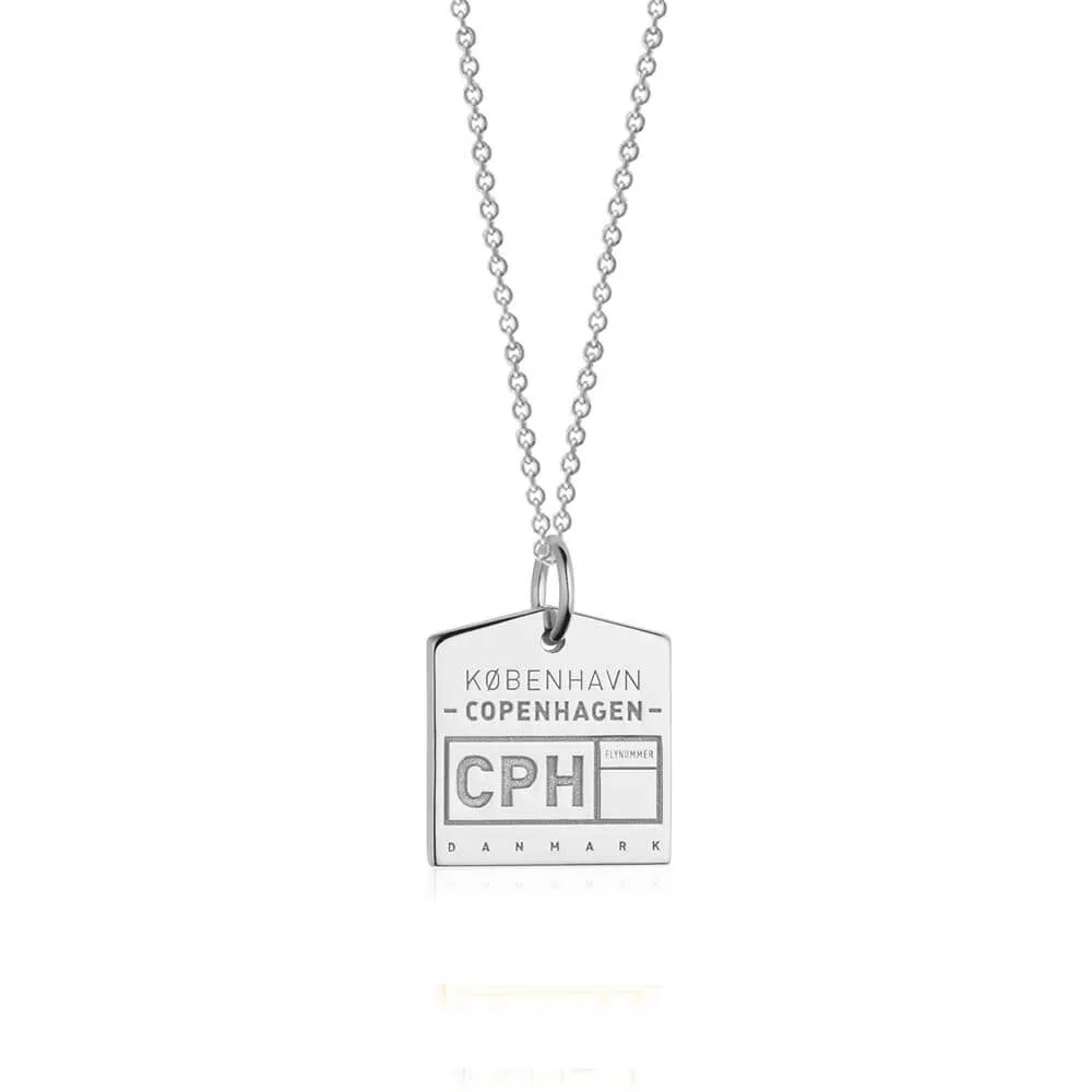 Copenhagen Denmark CPH Luggage Tag Charm Silver