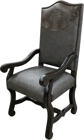 Stylish Croco Embossed Gray Western Dining Chair with Elegant Design