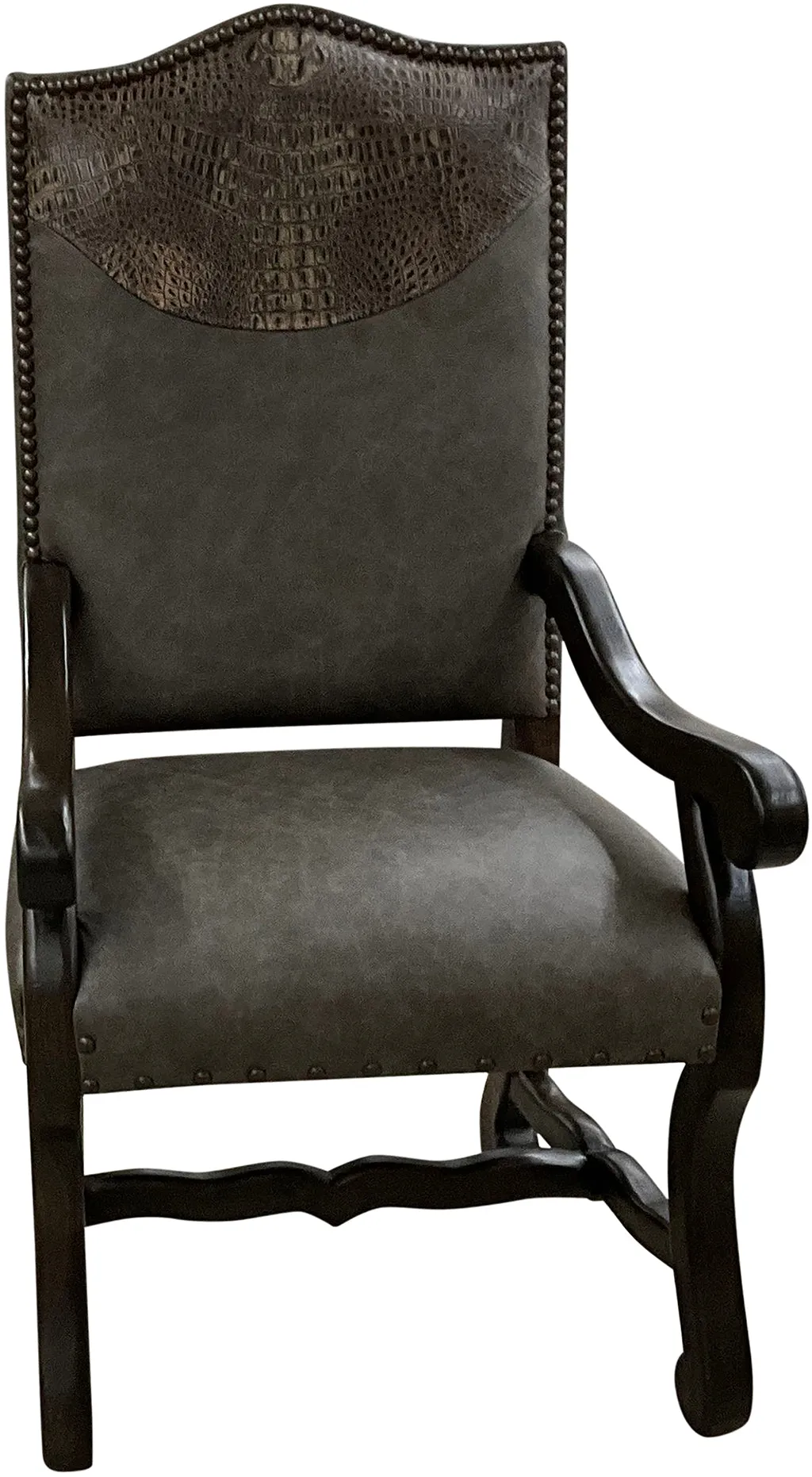 Stylish Croco Embossed Gray Western Dining Chair with Elegant Design