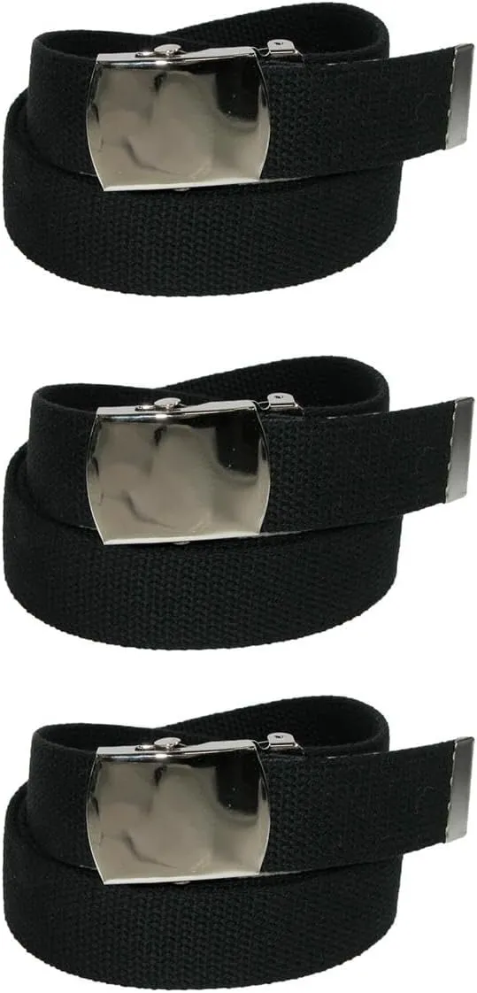 CTM Big & Tall Cotton Adjustable Belt with Nickel Buckle