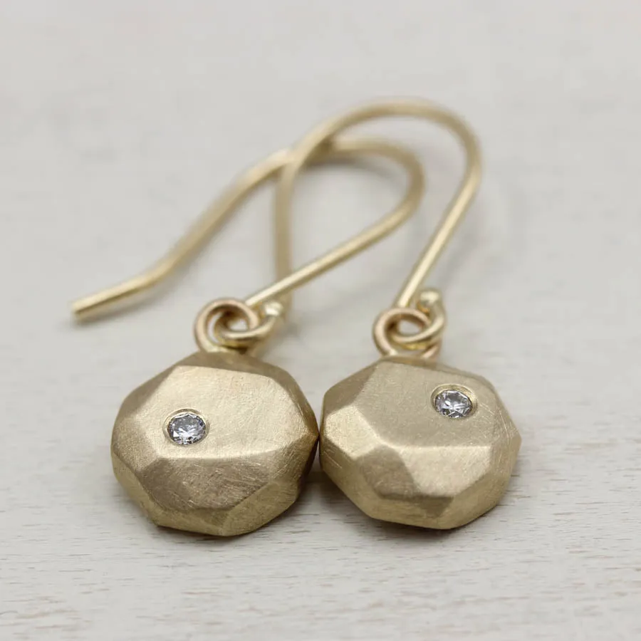Diamond Round Faceted Dangle Earrings