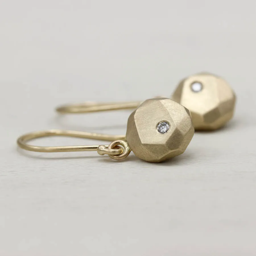 Diamond Round Faceted Dangle Earrings