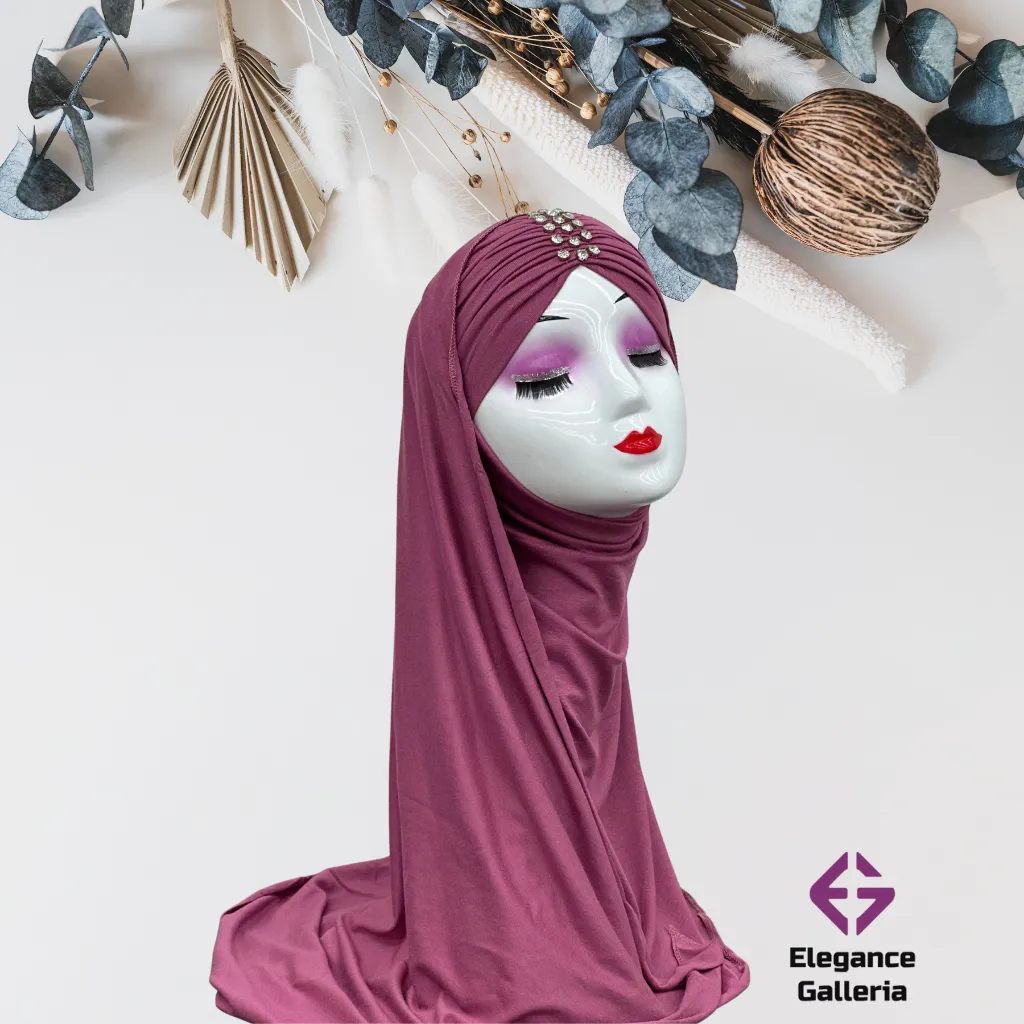 Embellished Diamond Stone Work Layered Jersy Hijab