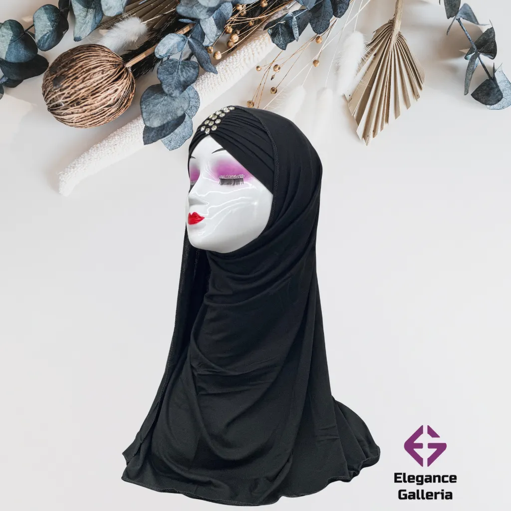 Embellished Diamond Stone Work Layered Jersy Hijab
