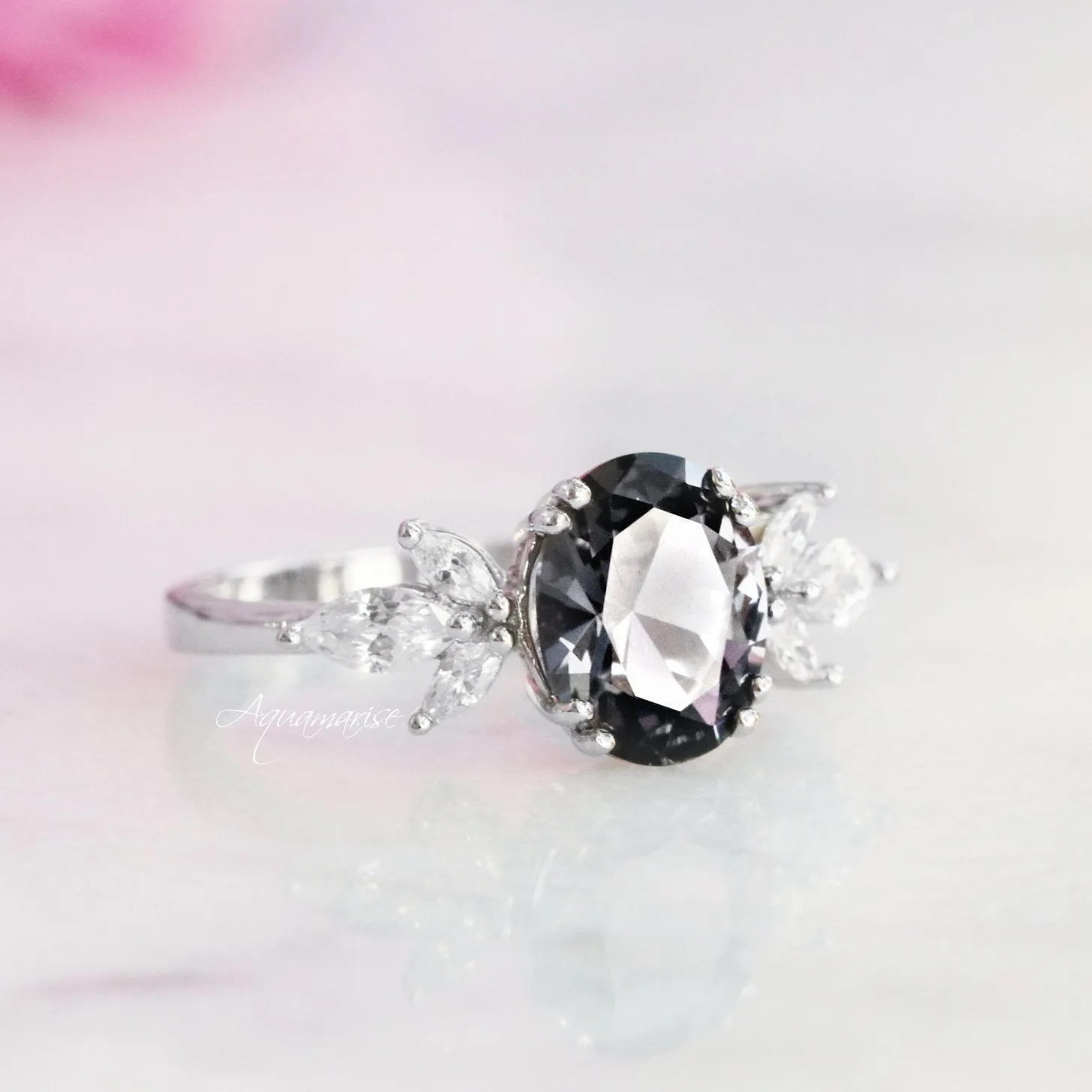 Elegant Eva Gray Diamond Ring - Premium Sterling Silver Jewelry