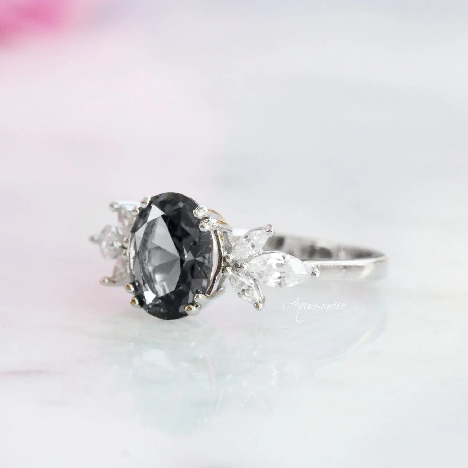Elegant Eva Gray Diamond Ring - Premium Sterling Silver Jewelry