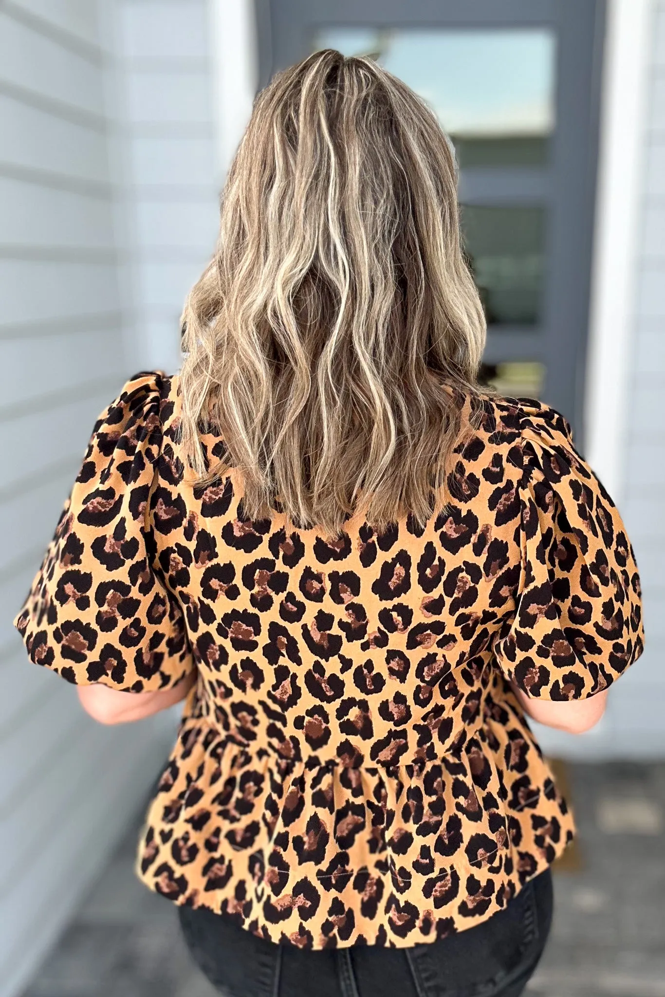 Fierce Feline Bow Blouse - Camel