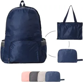 FOLDABLE LIGHTWEIGHT DURABLE WATER RESISTANT TRAVEL BACKPACK | PACKABLE BACKPACK | DAYPACK (Navy Blue)