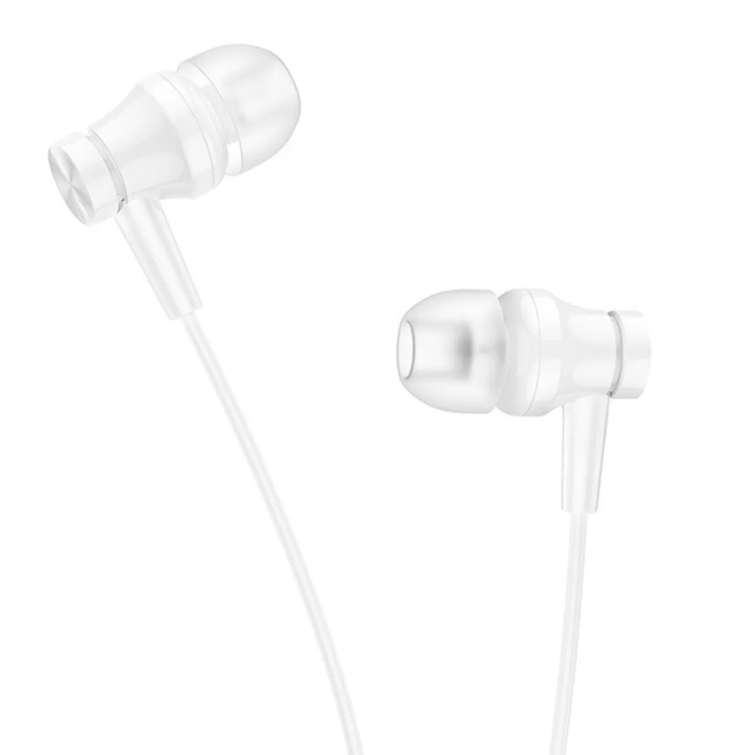 Gadget Max GM07 Wired Earphones with Mic - High Bass Stereo, 3.5mm Jack, 1.2M Cable - White