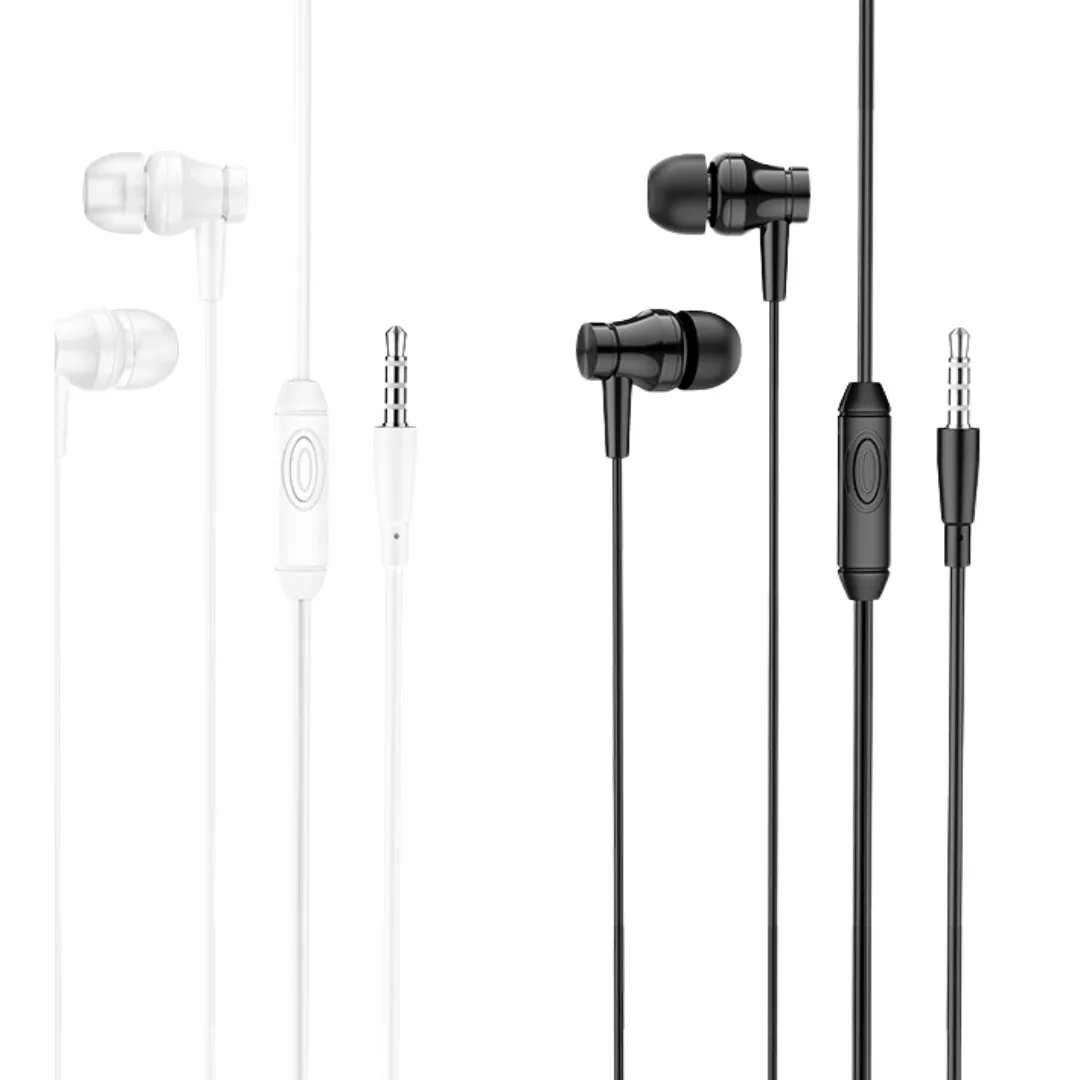 Gadget Max GM07 Wired Earphones with Mic - High Bass Stereo, 3.5mm Jack, 1.2M Cable - White