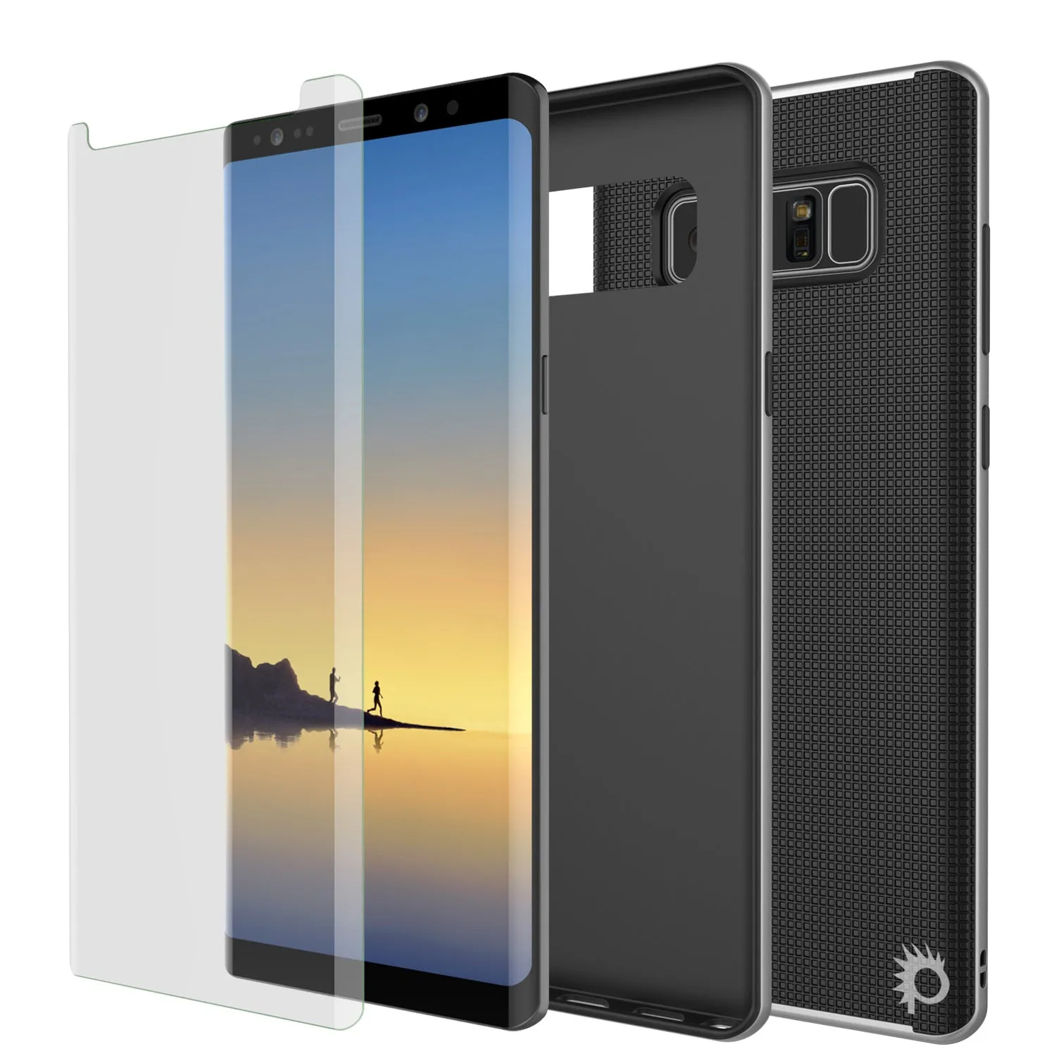 Galaxy Note 8 Hybrid 3-Piece Anti-Shock Dual Layer Case | Silver