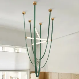 Glass Tube Italian Postmodern Design Leather Belt Long Chandelier
