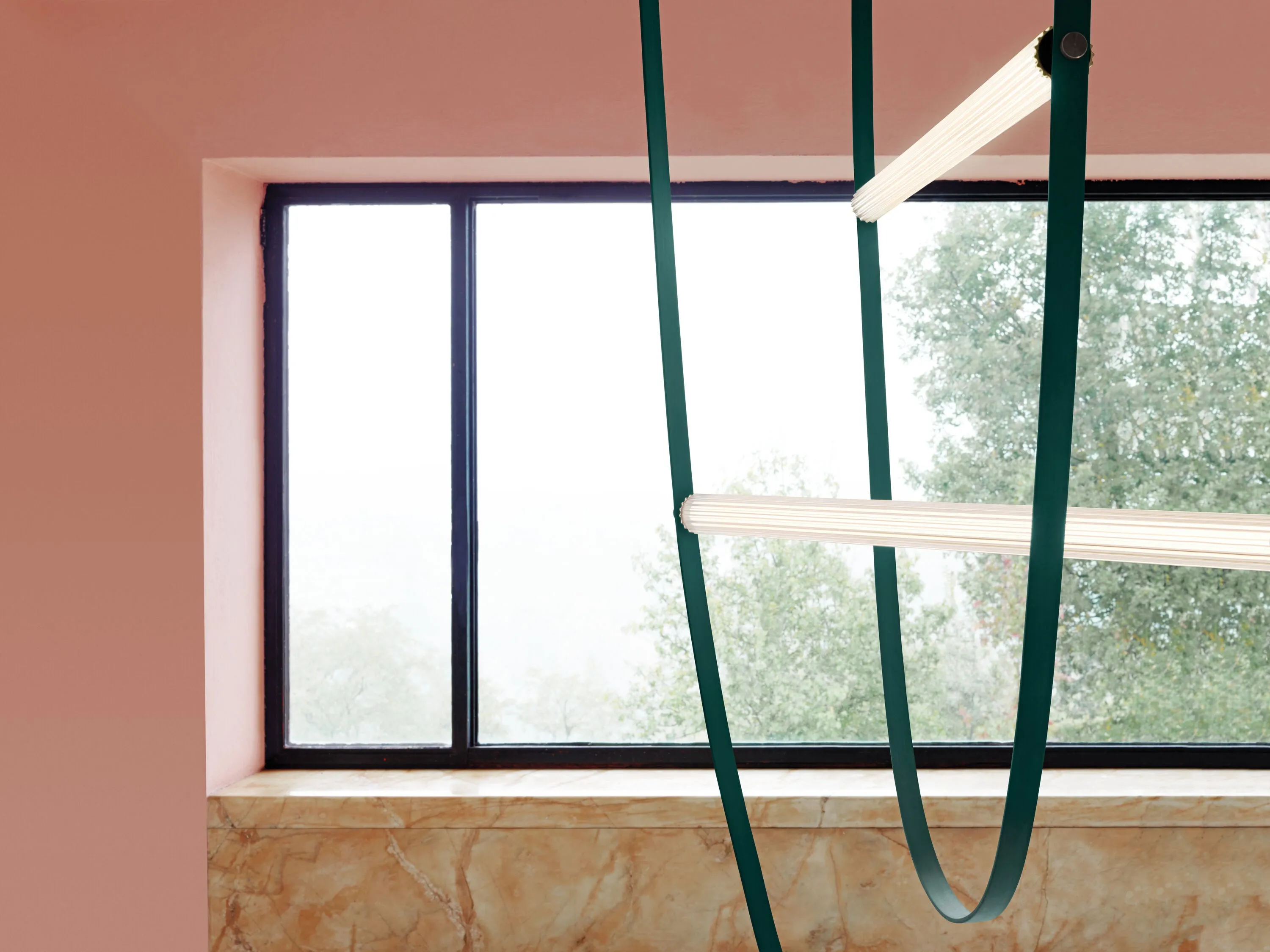 Glass Tube Italian Postmodern Design Leather Belt Long Chandelier