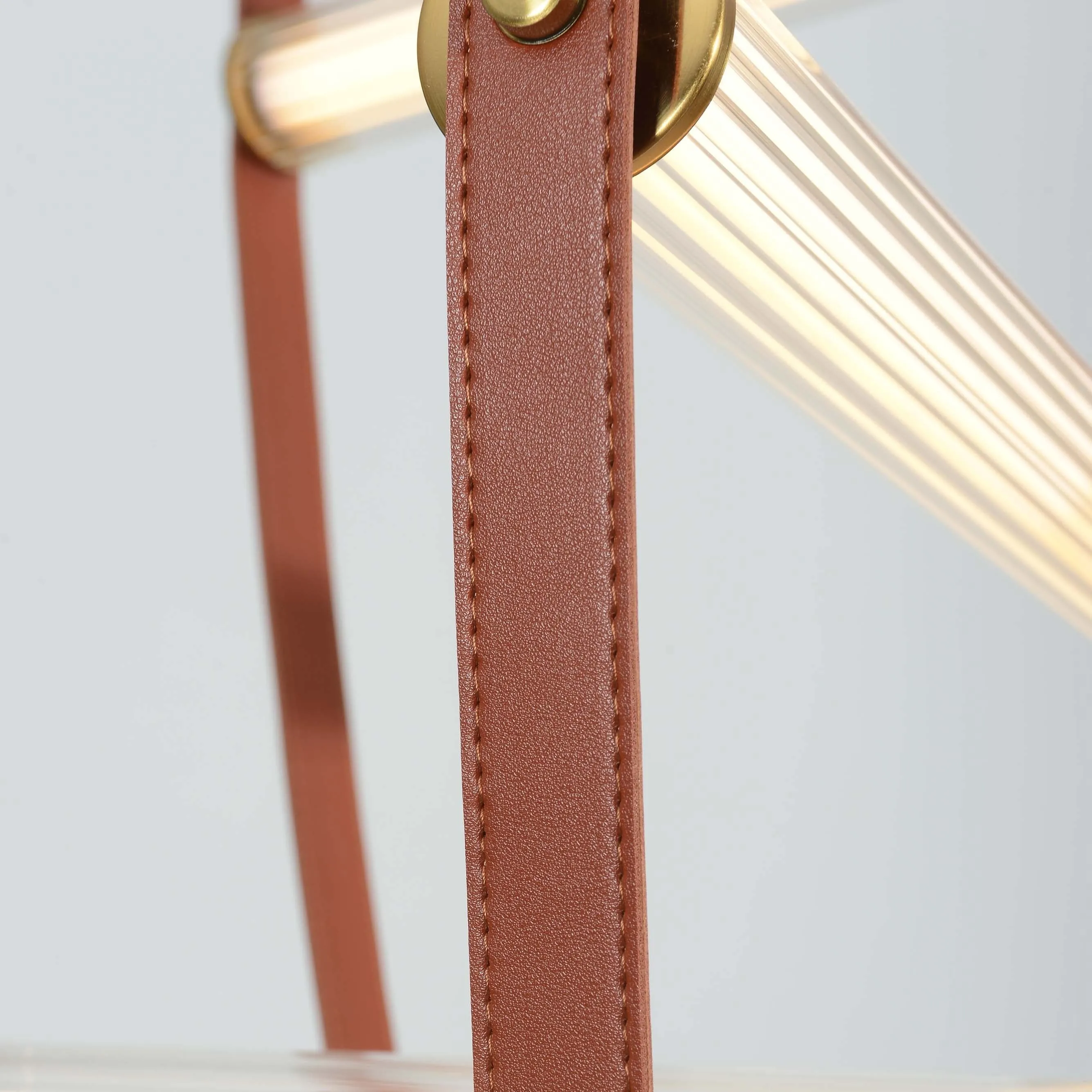 Glass Tube Italian Postmodern Design Leather Belt Long Chandelier