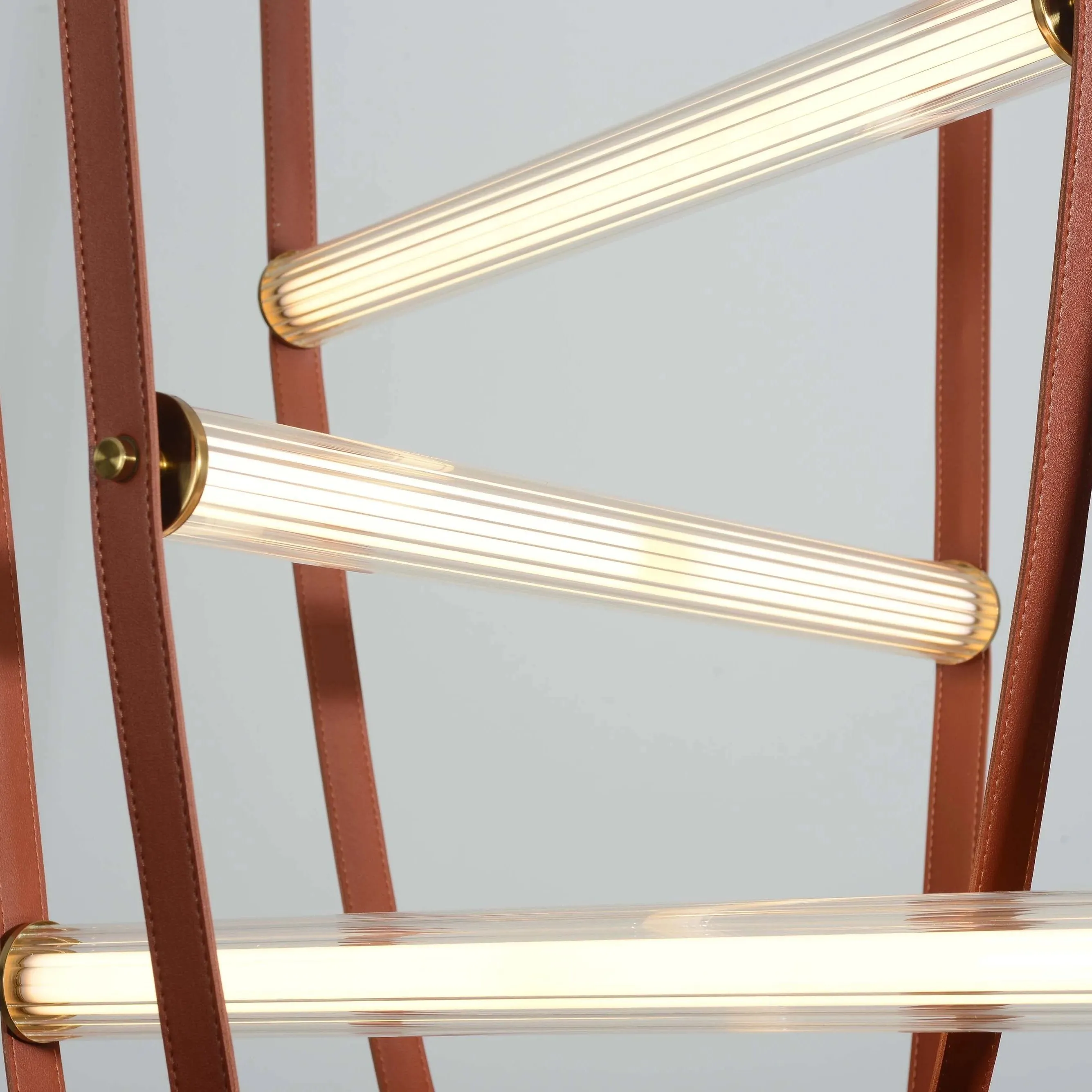 Glass Tube Italian Postmodern Design Leather Belt Long Chandelier
