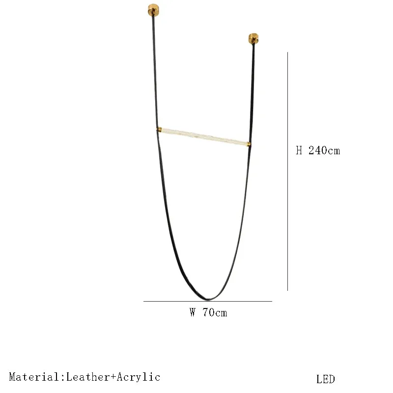 Glass Tube Italian Postmodern Design Leather Belt Long Chandelier