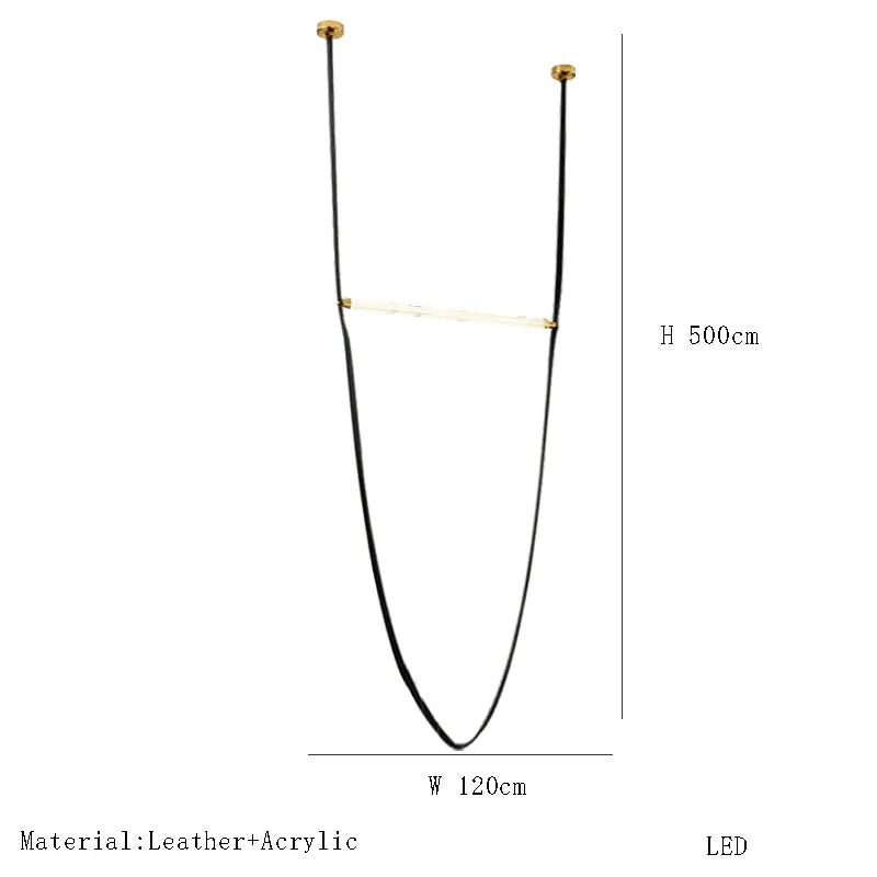 Glass Tube Italian Postmodern Design Leather Belt Long Chandelier