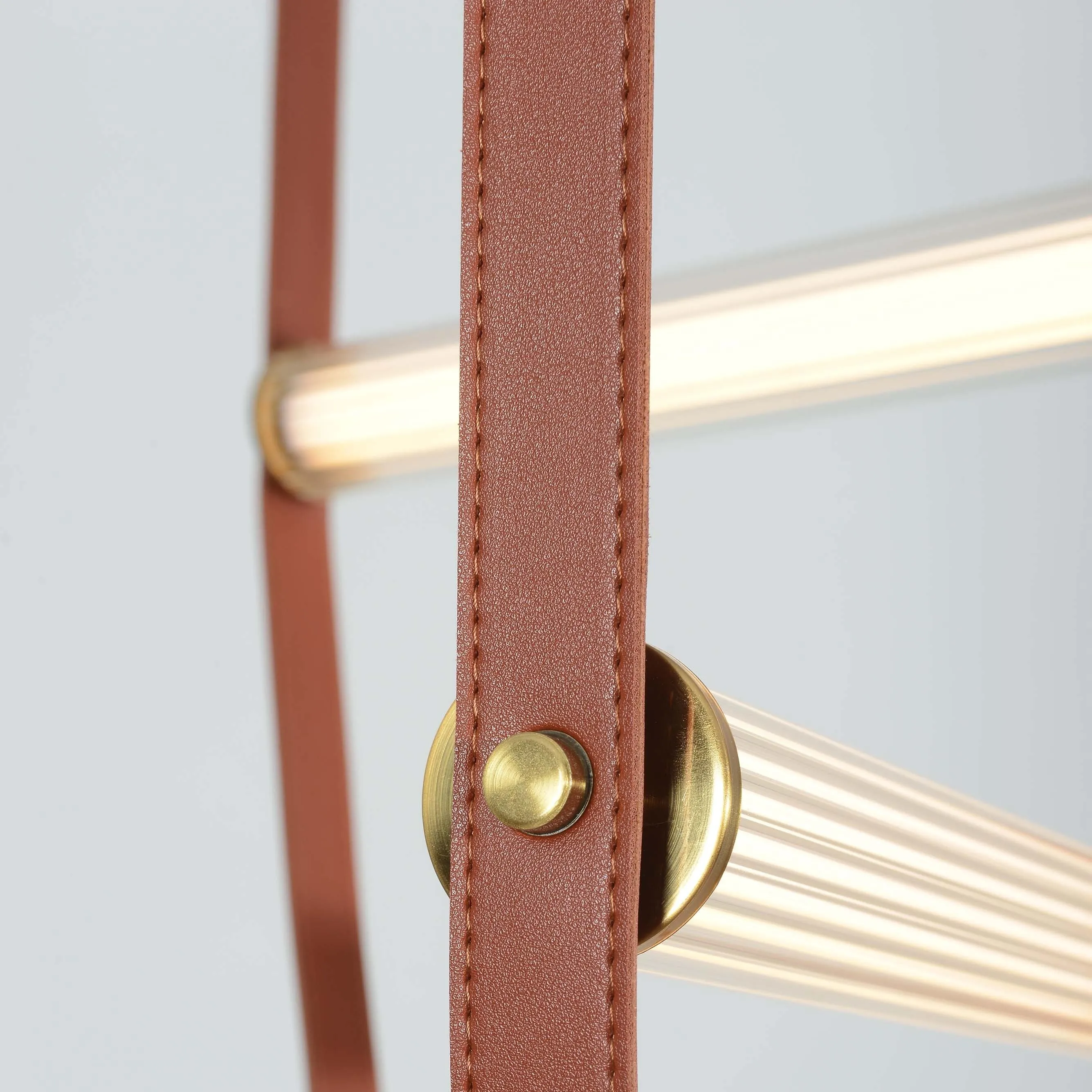 Glass Tube Italian Postmodern Design Leather Belt Long Chandelier