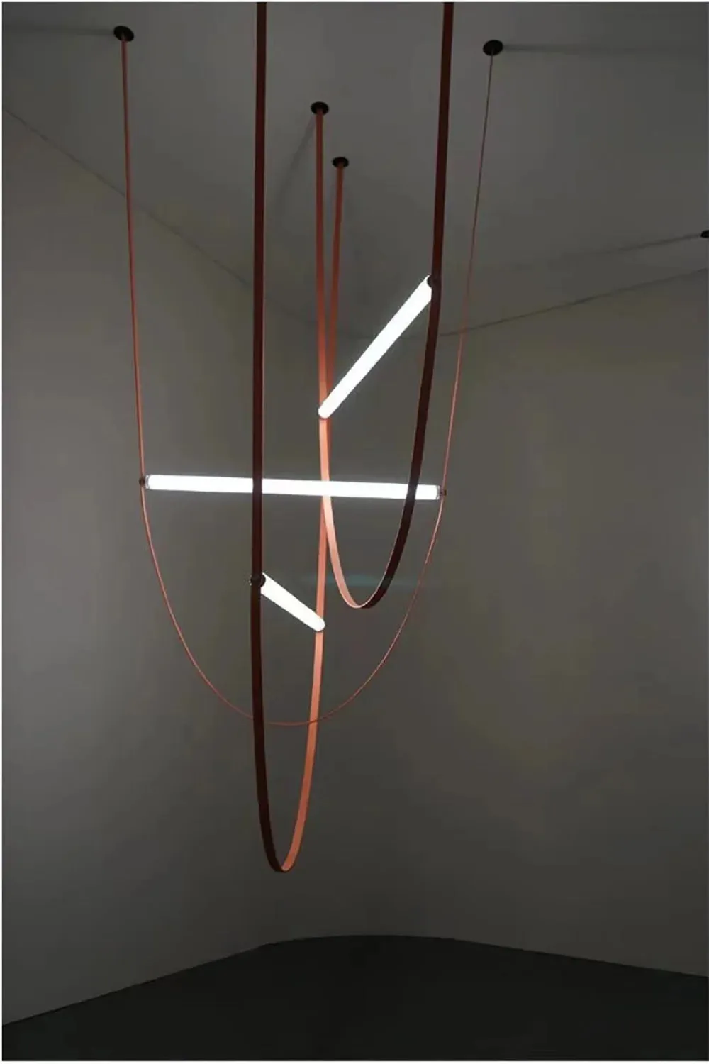 Glass Tube Italian Postmodern Design Leather Belt Long Chandelier