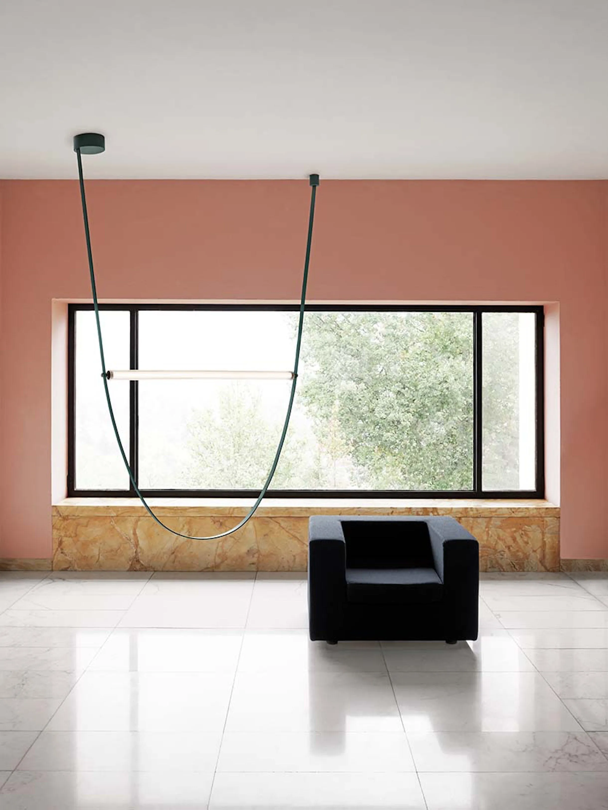 Glass Tube Italian Postmodern Design Leather Belt Long Chandelier