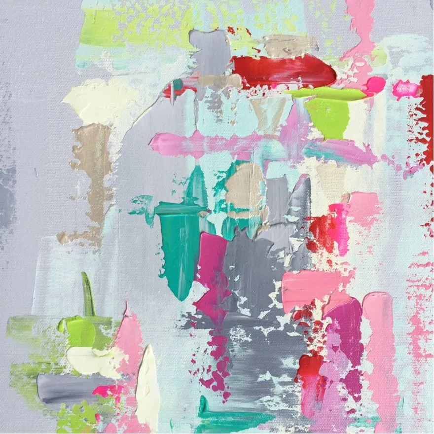 Gray, Lime, Aqua, Pink Abstract