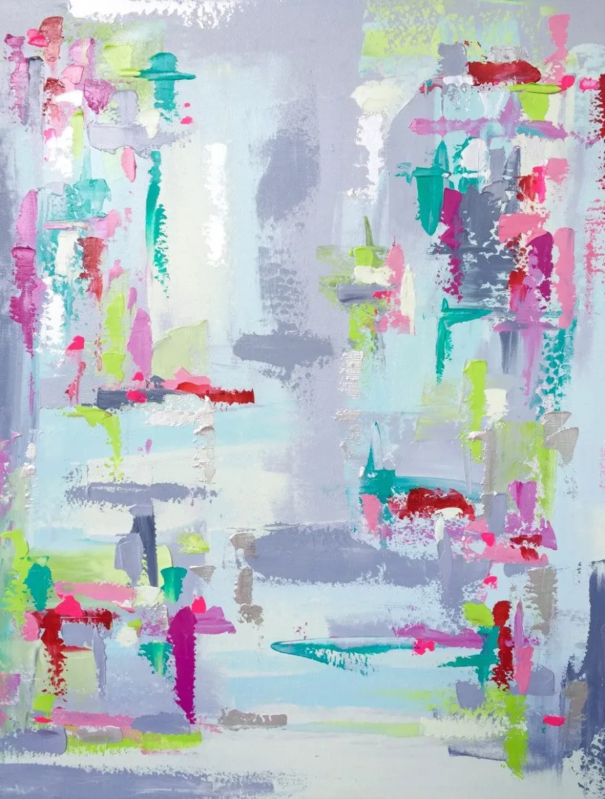 Gray, Lime, Aqua, Pink Abstract