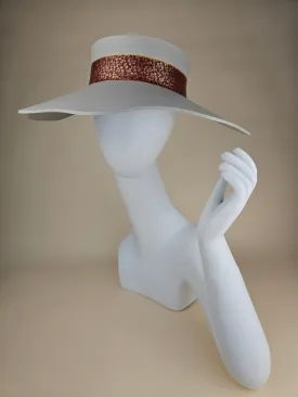 Gray Lotus Visor Hat with Burgundy and Gold Floral Band