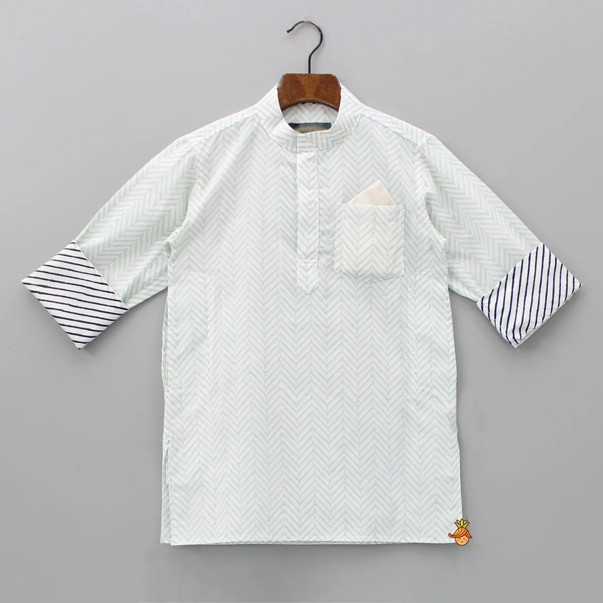 Hand Block Printed Green Kurta