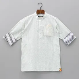 Hand Block Printed Green Kurta