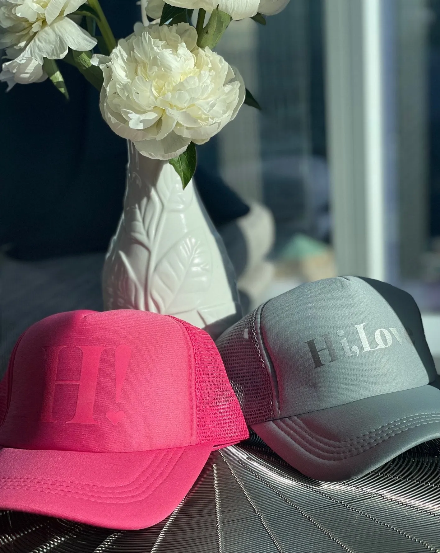 Hat - Silverwood Gray with Silver "Hi Love"