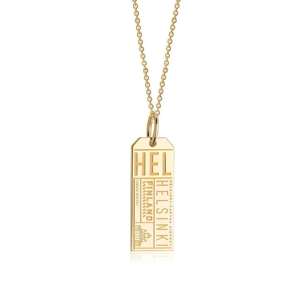 Helsinki Finland HEL Luggage Tag Charm Gold