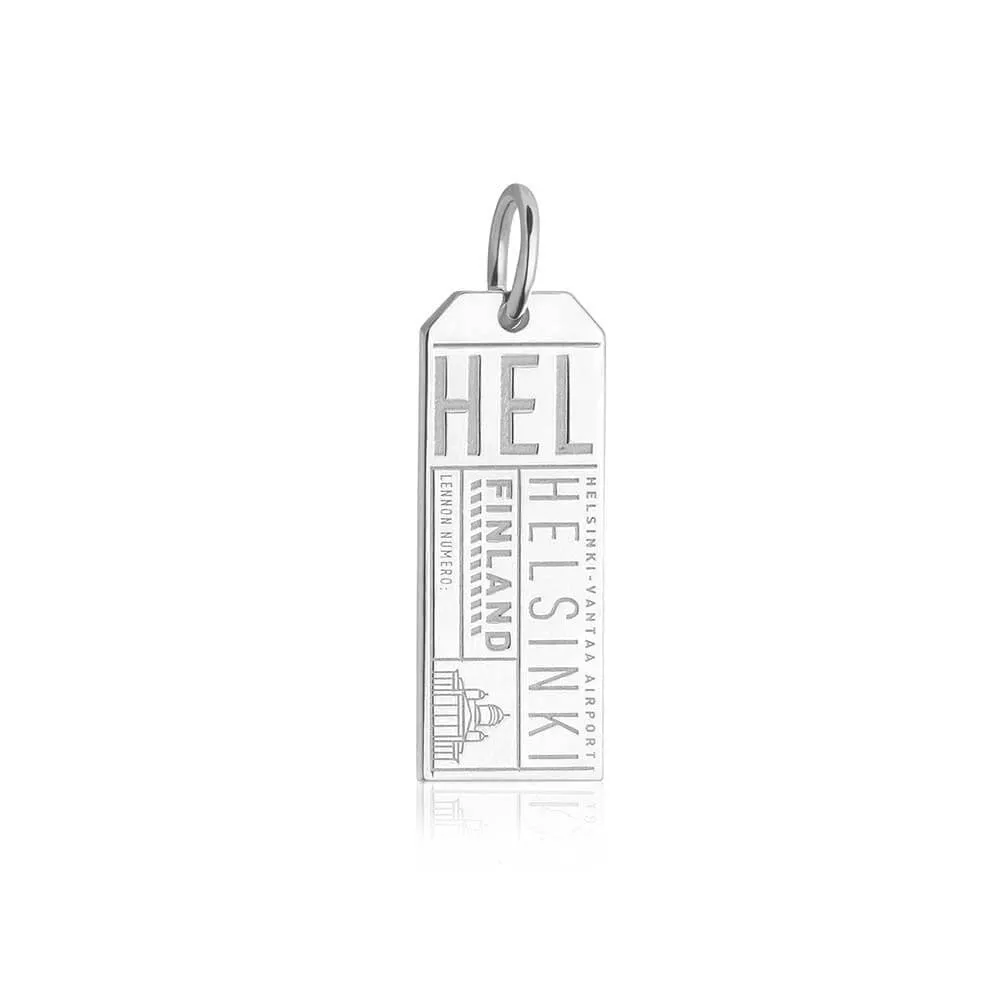 Helsinki Finland HEL Luggage Tag Charm Silver