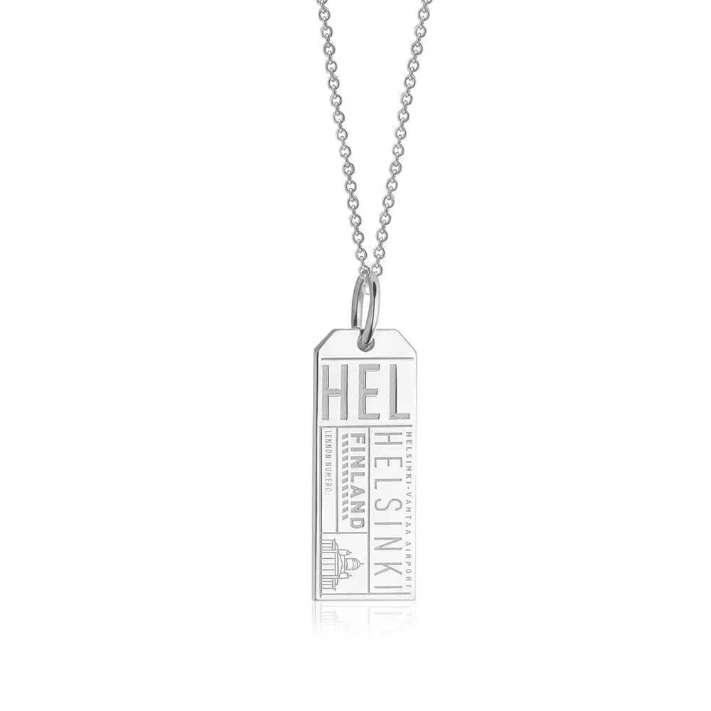 Helsinki Finland HEL Luggage Tag Charm Silver
