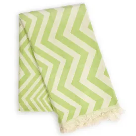 Hilana Upcycled Eco-Friendly Ultra Soft Chevron Turkish Towel - Mersin Green