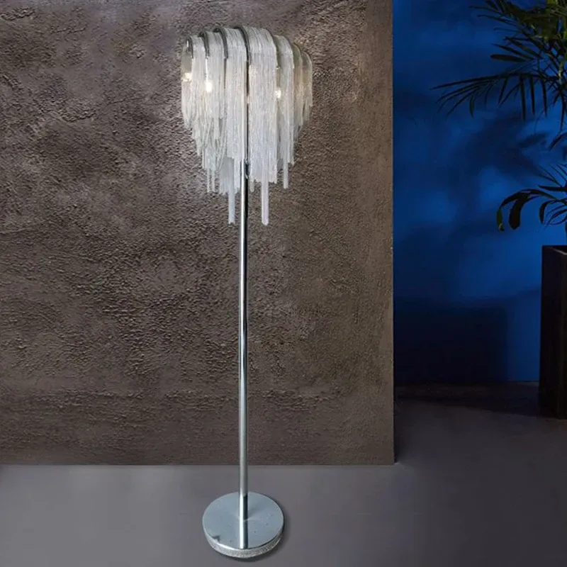 IIS Modern Luxury Silver Tassel Chain Floor/Table Lamps