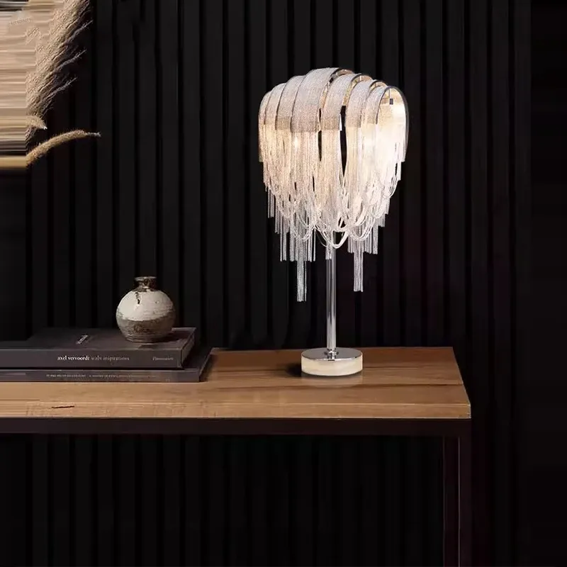 IIS Modern Luxury Silver Tassel Chain Floor/Table Lamps