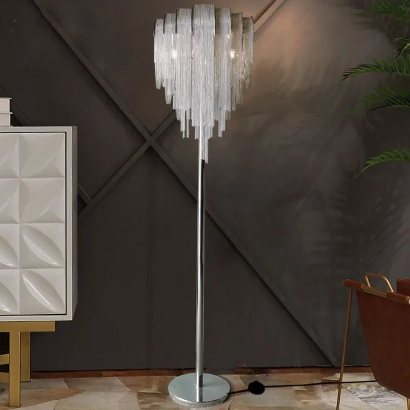 IIS Modern Luxury Silver Tassel Chain Floor/Table Lamps