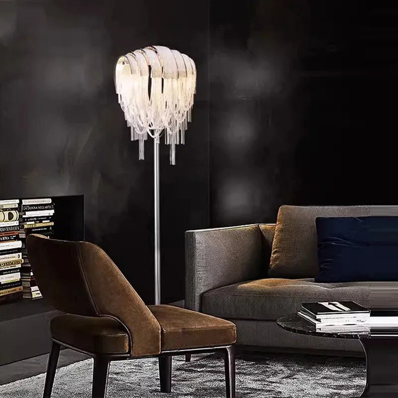 IIS Modern Luxury Silver Tassel Chain Floor/Table Lamps