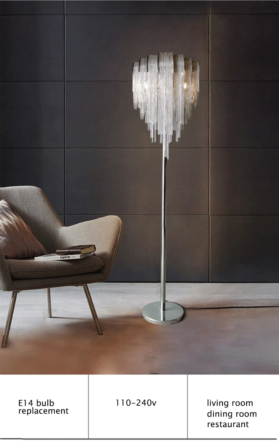 IIS Modern Luxury Silver Tassel Chain Floor/Table Lamps