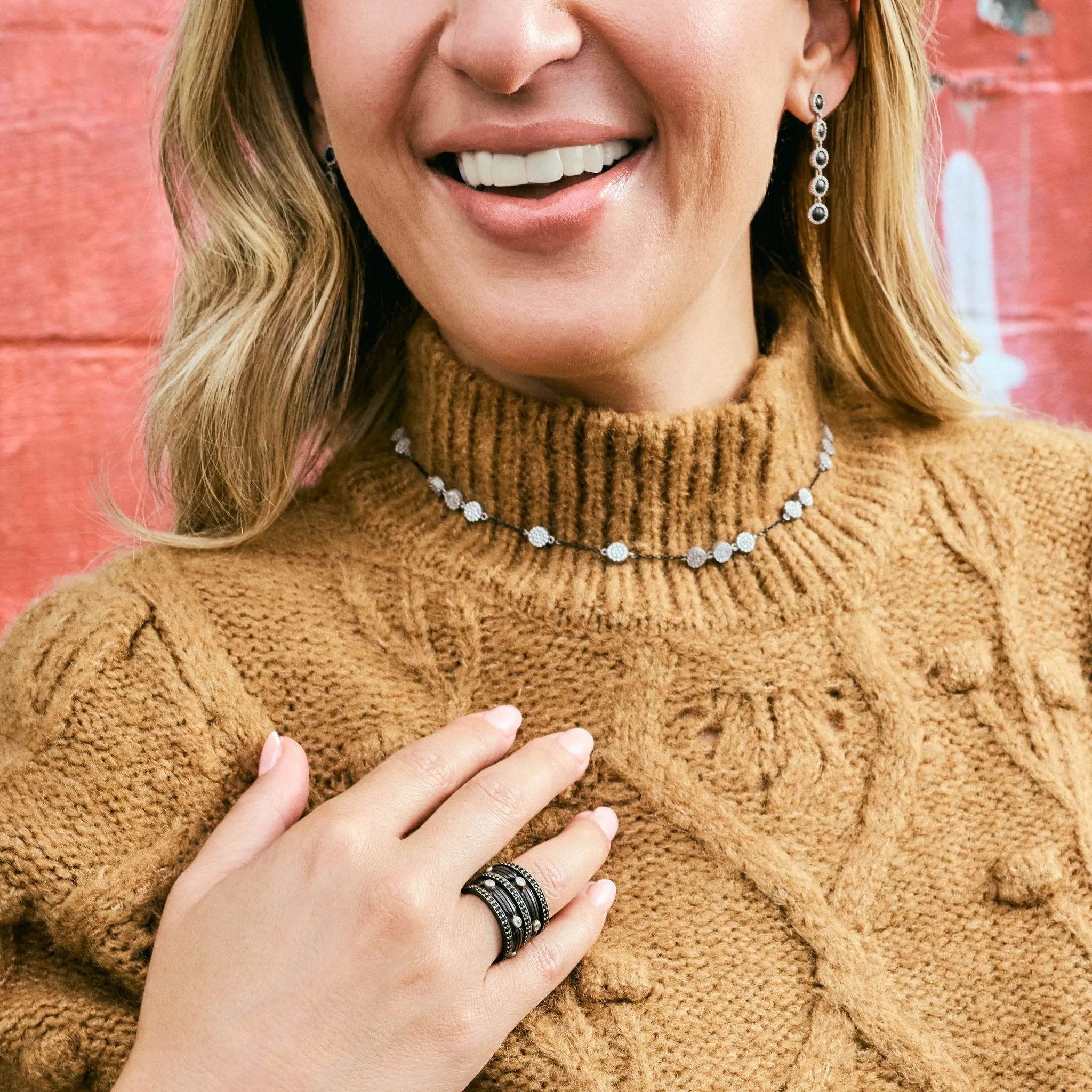 Industrial Finish Pavé Grit Drop Earrings