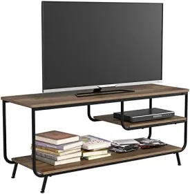 Industrial Wood and Metal TV Stand with 3 Tier Storage Shelves for TVs up to 55"