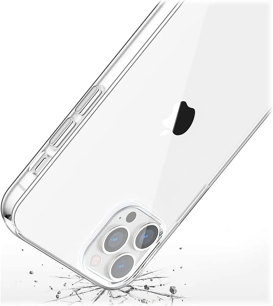 iPhone 14 Pro Max 6.7-inch Protection Kit Bundle - Hybrid-Flex Hard Shell Case with Tempered Glass Screen and Camera Protector - Clear