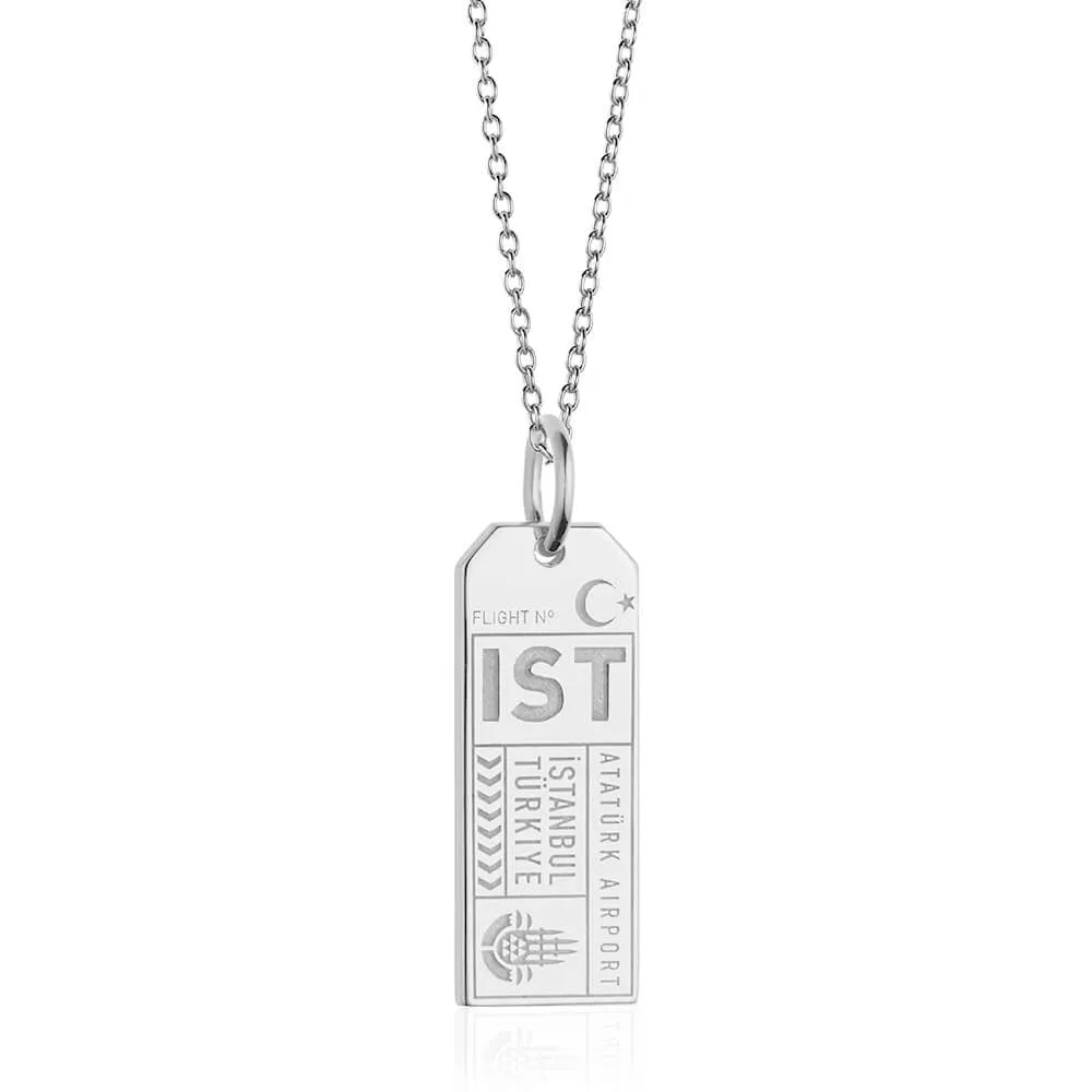 Istanbul Turkey IST Luggage Tag Charm Silver