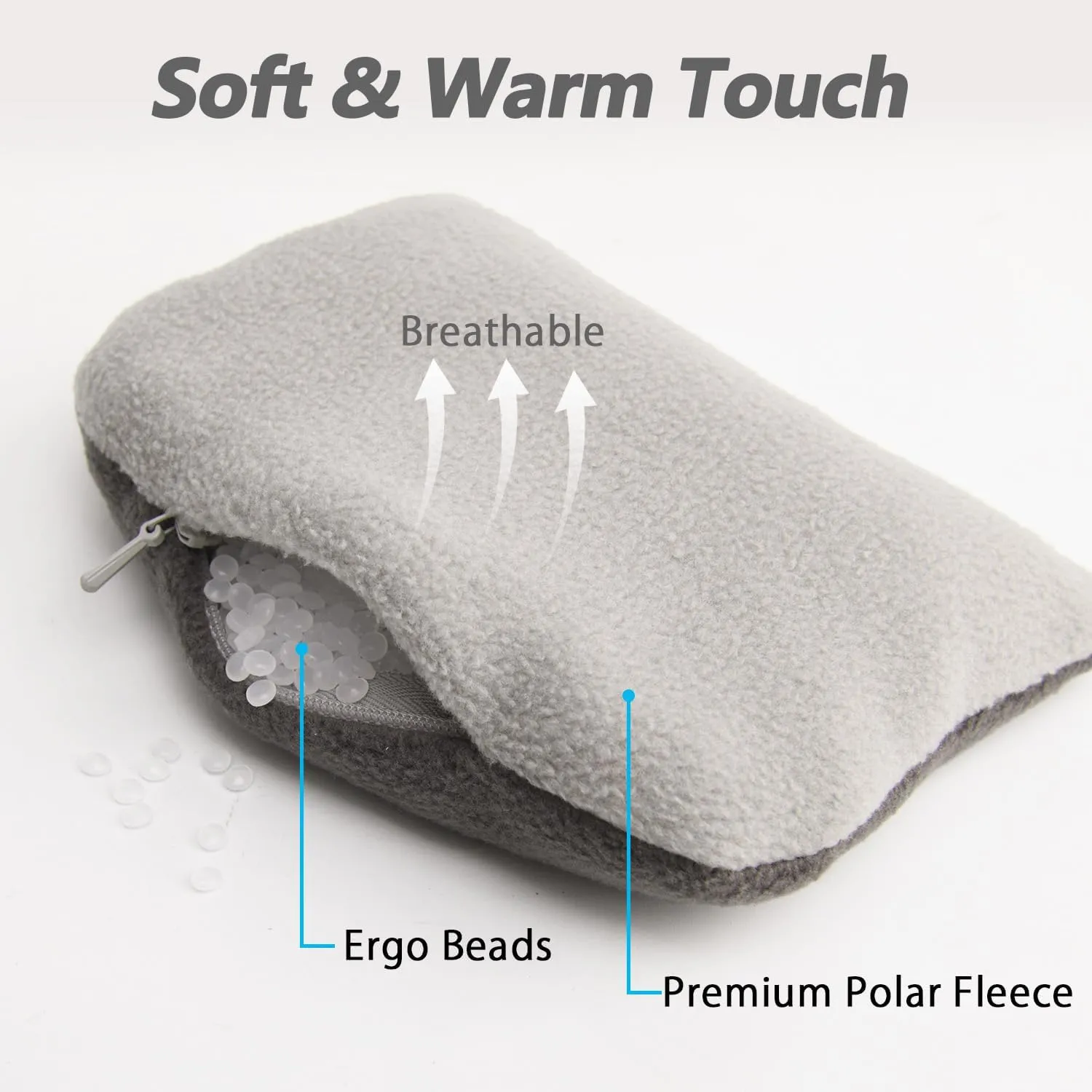 Large Mouse Wrist Rest Bean Bag, Ergonomic Mouse Support Pad Filled Ergo Beads for Computer, Laptop, PC Gaming (Gray)
