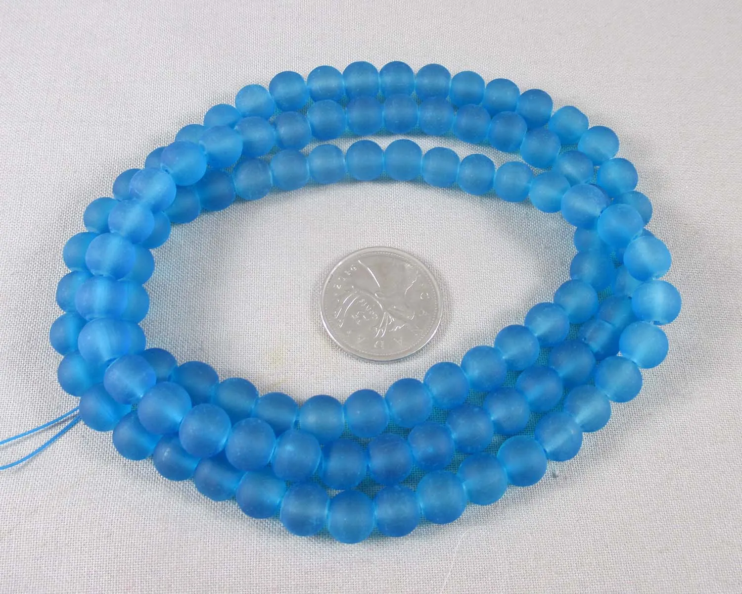 Light Blue Frosted Glass Beads Various Sizes