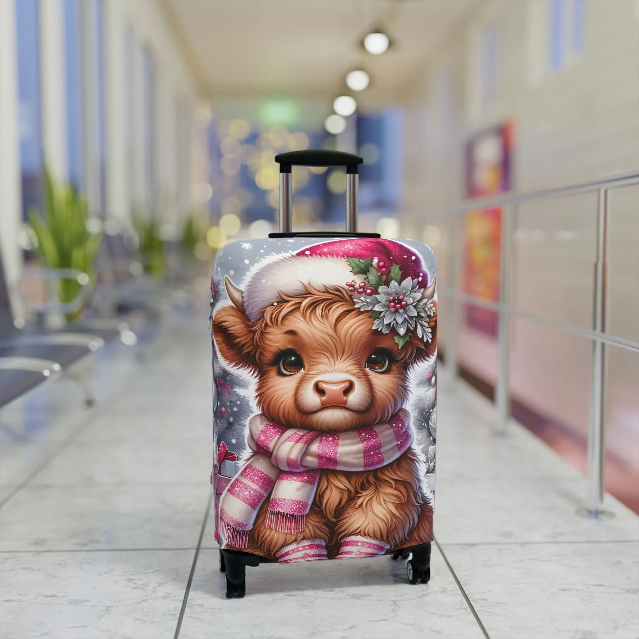 Luggage Cover, Christmas, Highland Cow, awd-1351