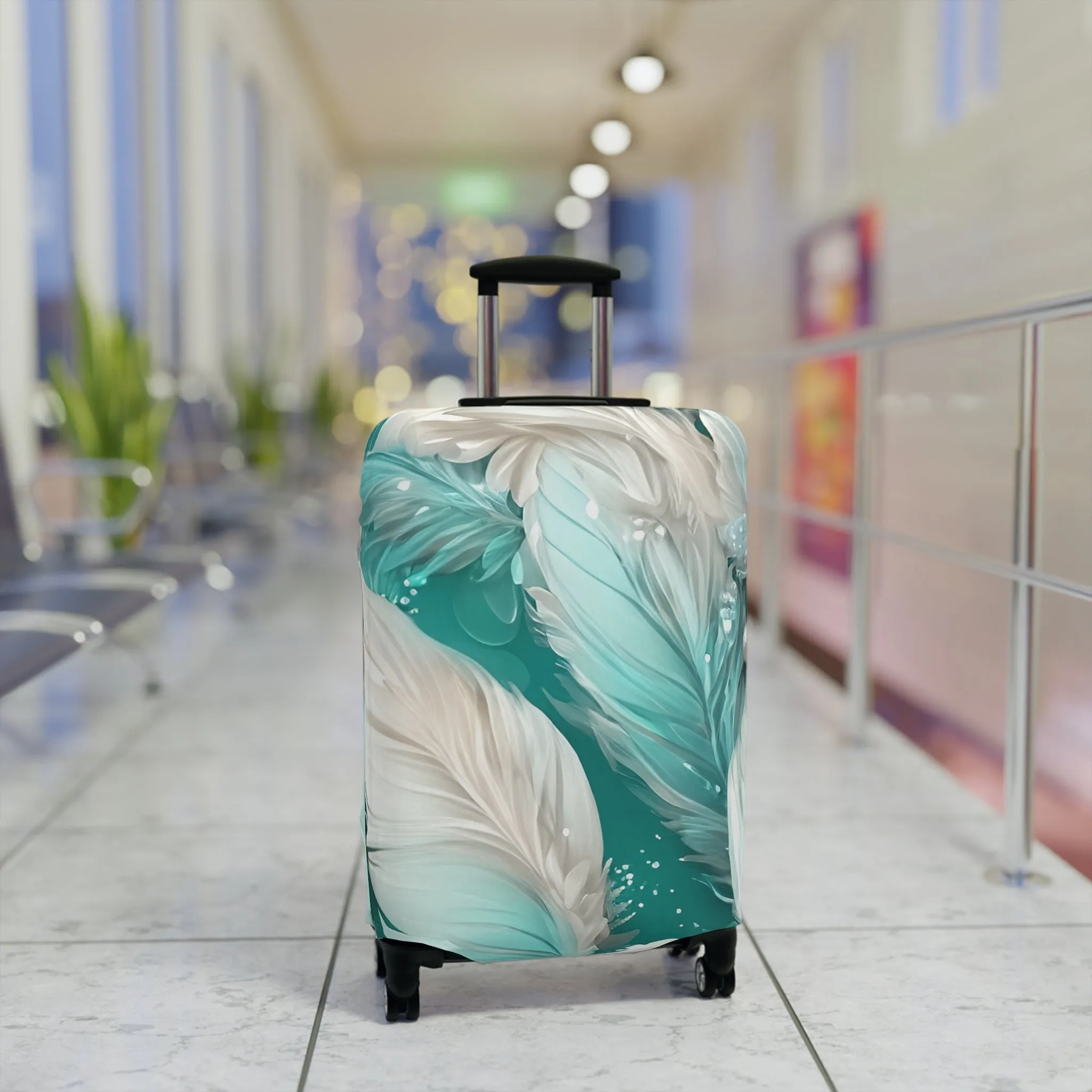 Luggage Cover, Turquoise Floral-3